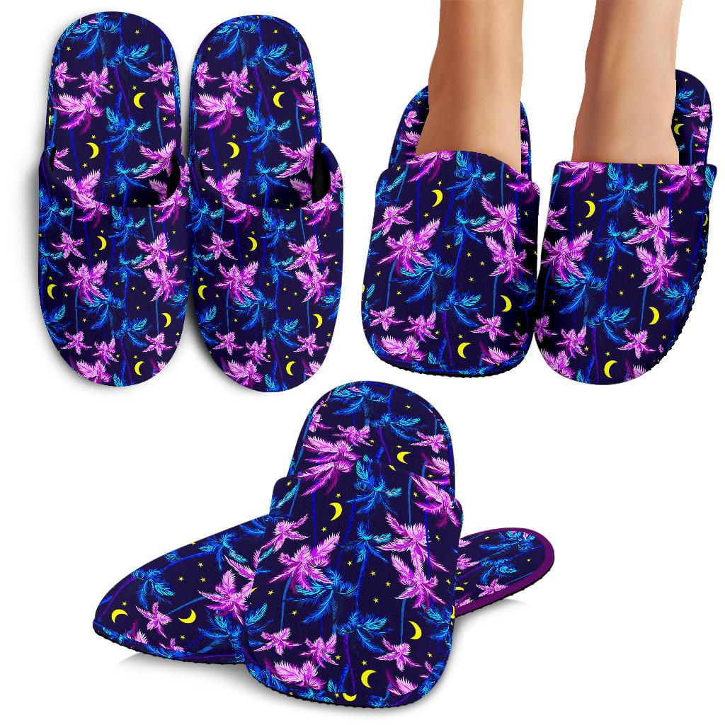 Palm Tree Night Scene Design Print House Slippers