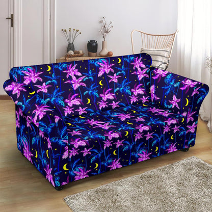Palm Tree Night Scene Design Print Loveseat Slipcover-JTAMIGO.COM