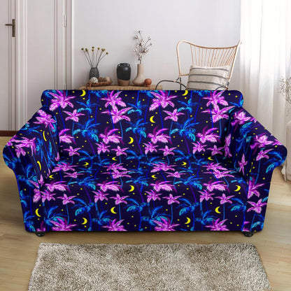 Palm Tree Night Scene Design Print Loveseat Slipcover-JTAMIGO.COM