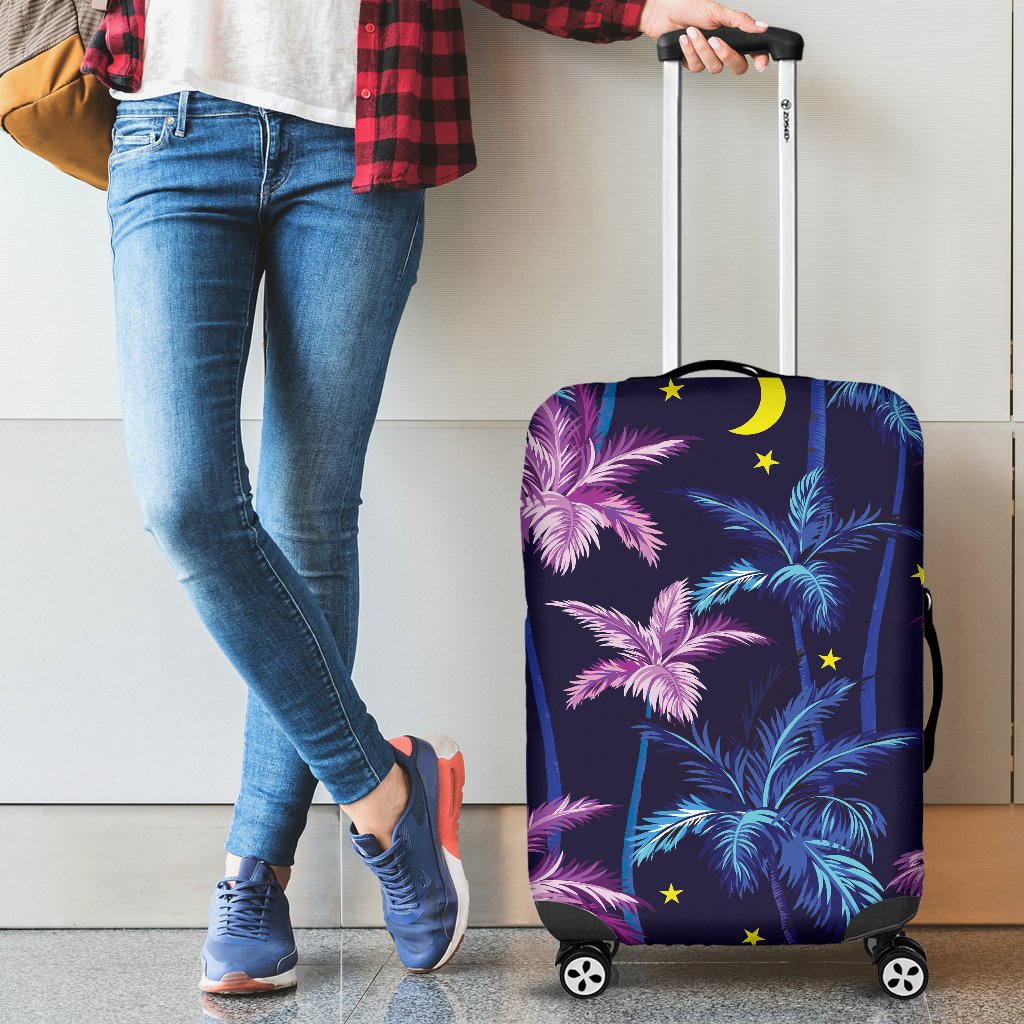 Palm Tree Night Scene Design Print Luggage Cover Protector