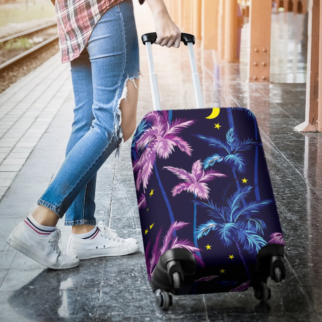 Palm Tree Night Scene Design Print Luggage Cover Protector