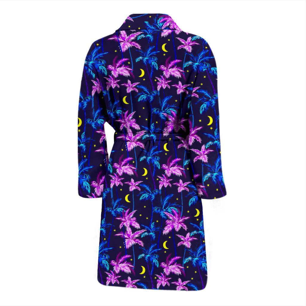 Palm Tree Night Scene Design Print Men Bath Robe-JTAMIGO.COM