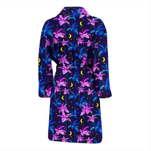 Palm Tree Night Scene Design Print Men Bath Robe-JTAMIGO.COM