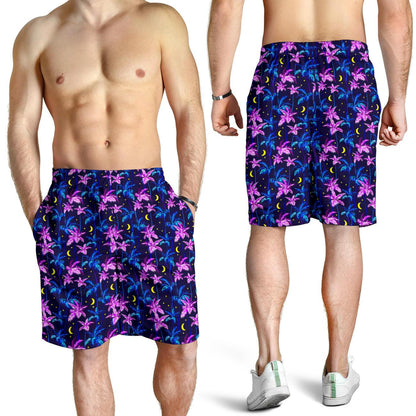 Palm Tree Night Scene Design Print Mens Shorts-JTAMIGO.COM