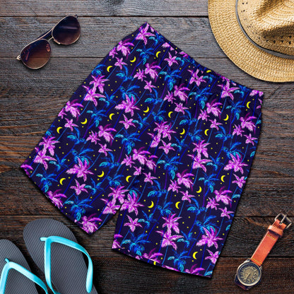 Palm Tree Night Scene Design Print Mens Shorts-JTAMIGO.COM