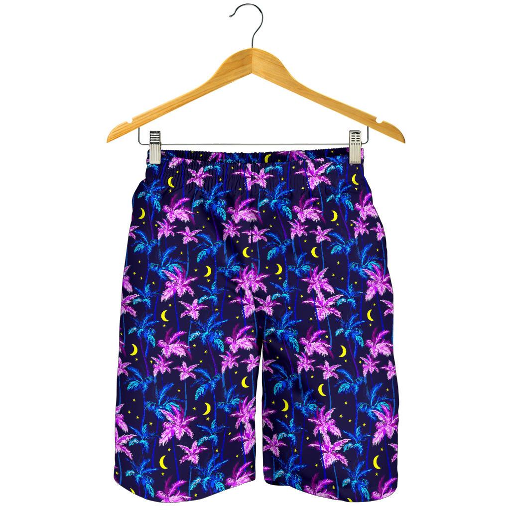 Palm Tree Night Scene Design Print Mens Shorts-JTAMIGO.COM