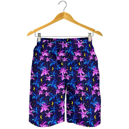 Palm Tree Night Scene Design Print Mens Shorts-JTAMIGO.COM