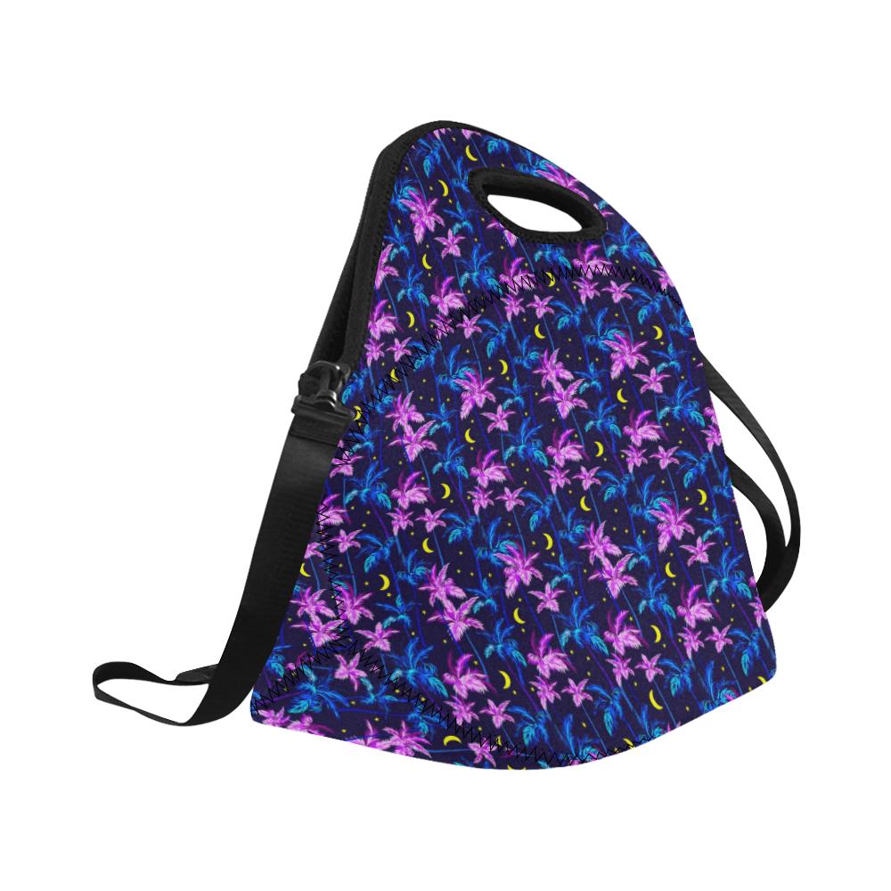 Palm Tree Night Scene Design Print Neoprene Lunch Bag (Model 1669)(Large)-JTAMIGO.COM