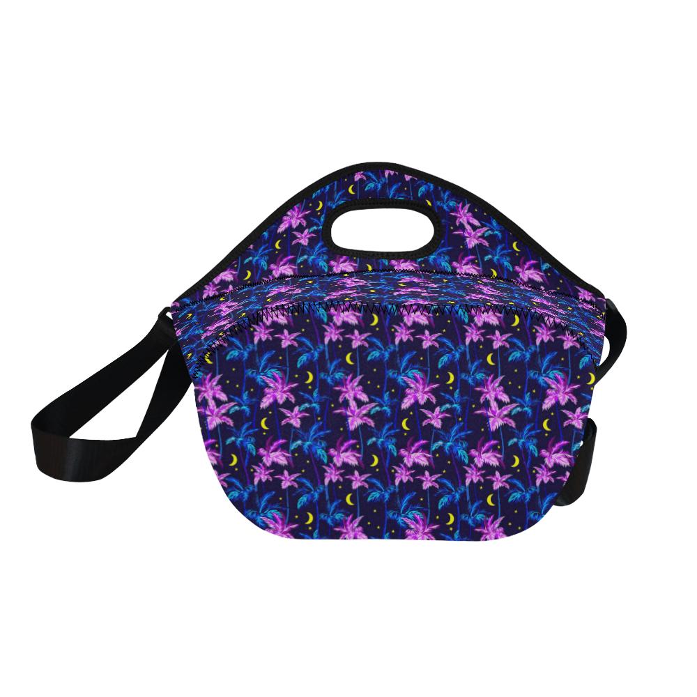 Palm Tree Night Scene Design Print Neoprene Lunch Bag (Model 1669)(Large)-JTAMIGO.COM