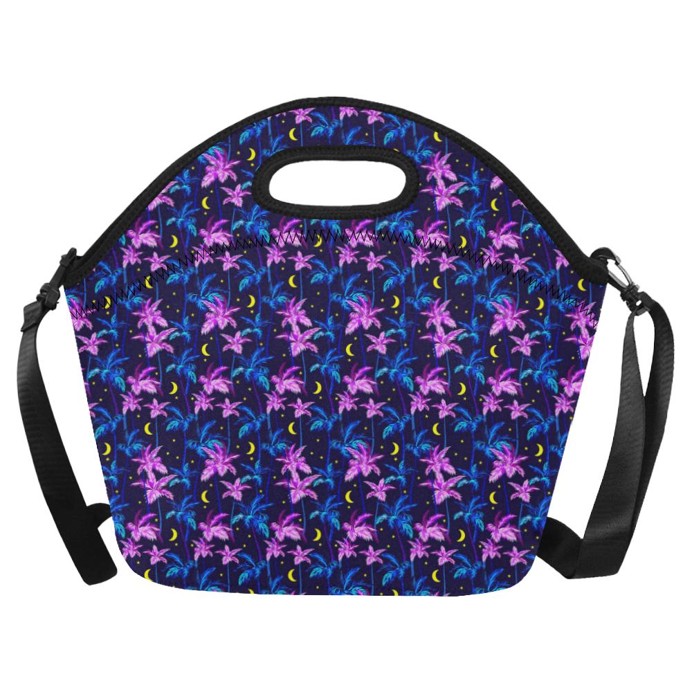Palm Tree Night Scene Design Print Neoprene Lunch Bag (Model 1669)(Large)-JTAMIGO.COM