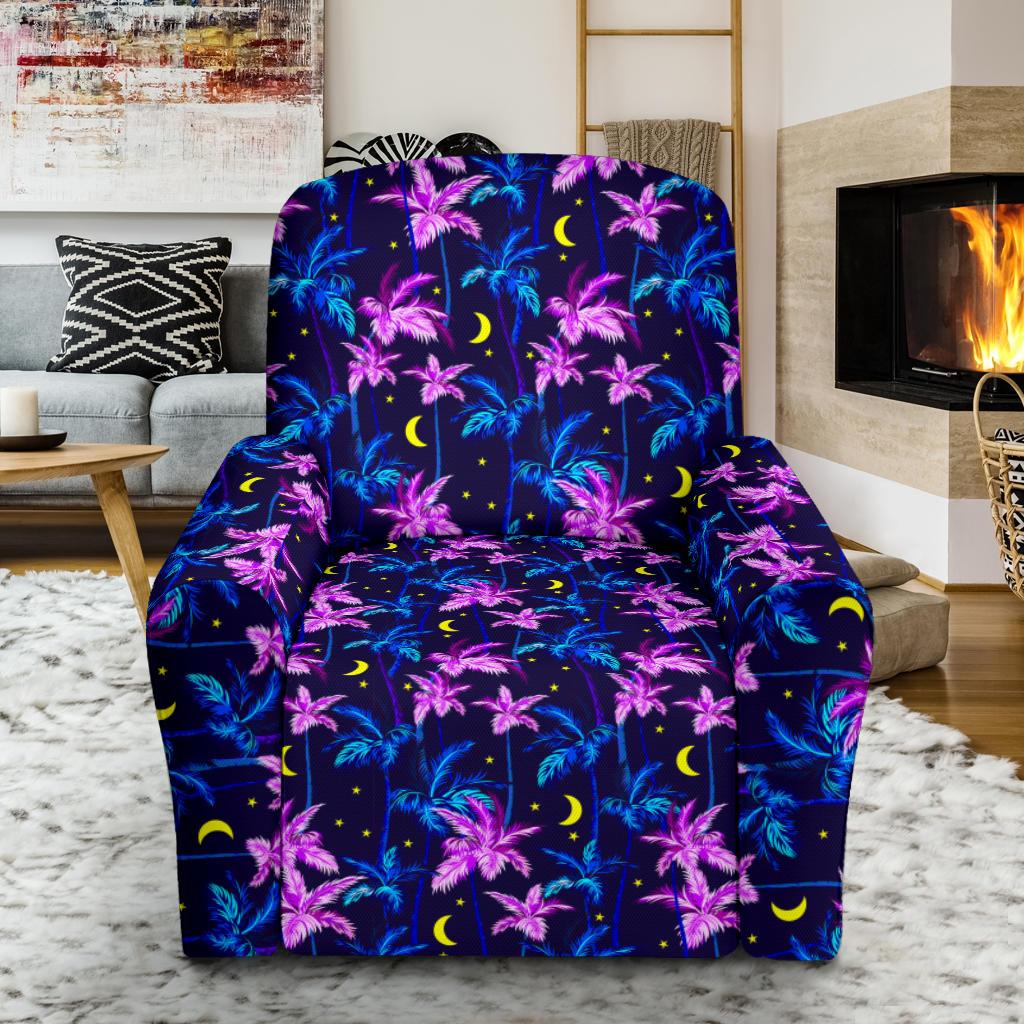 Palm Tree Night Scene Design Print Single Sofa Slipcover -JTAMIGO.COM