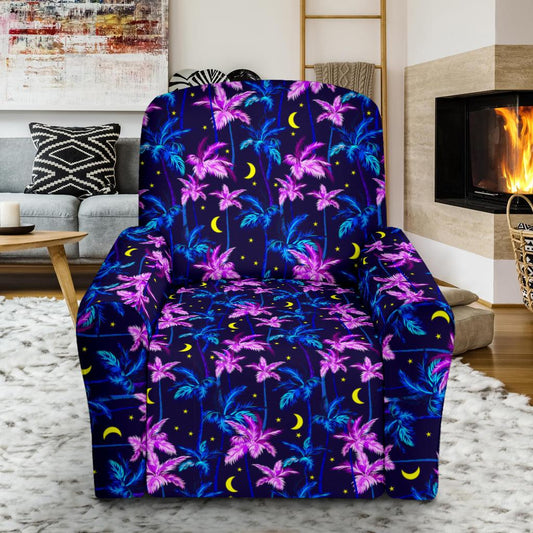 Palm Tree Night Scene Design Print Single Sofa Slipcover -JTAMIGO.COM