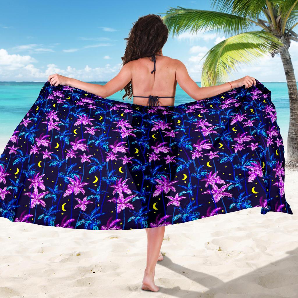 Palm Tree Night Scene Design Print Sarong Pareo Wrap