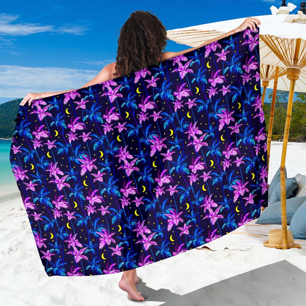 Palm Tree Night Scene Design Print Sarong Pareo Wrap