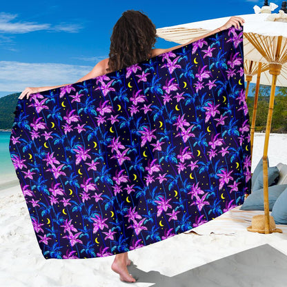 Palm Tree Night Scene Design Print Sarong Pareo Wrap