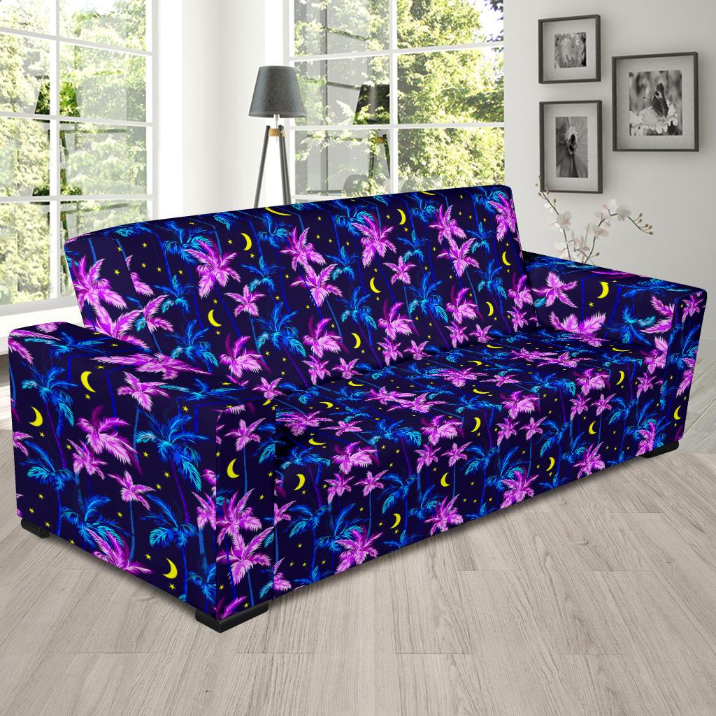 Palm Tree Night Scene Design Print Sofa Slipcover-JTAMIGO.COM