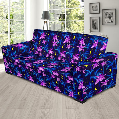 Palm Tree Night Scene Design Print Sofa Slipcover-JTAMIGO.COM