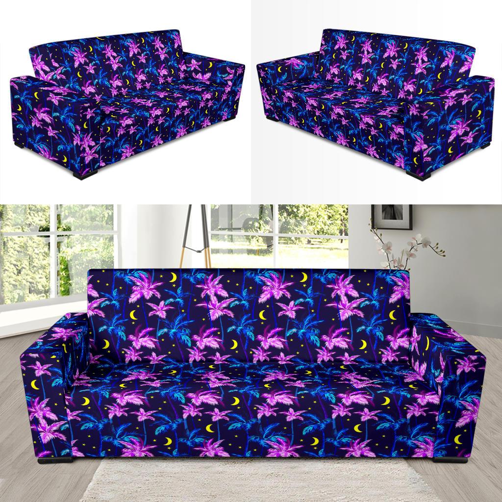 Palm Tree Night Scene Design Print Sofa Slipcover-JTAMIGO.COM