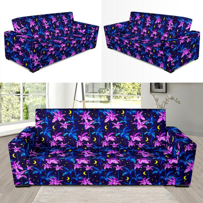 Palm Tree Night Scene Design Print Sofa Slipcover-JTAMIGO.COM