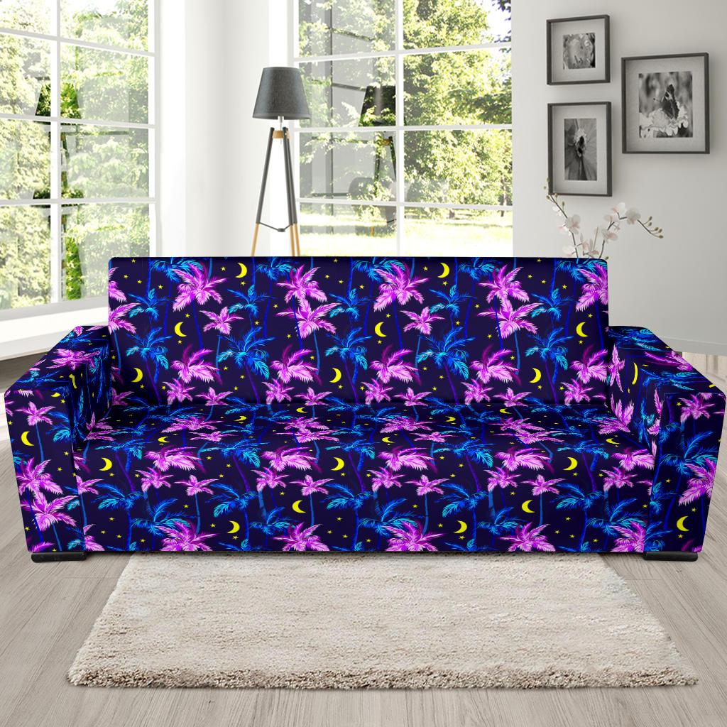 Palm Tree Night Scene Design Print Sofa Slipcover-JTAMIGO.COM