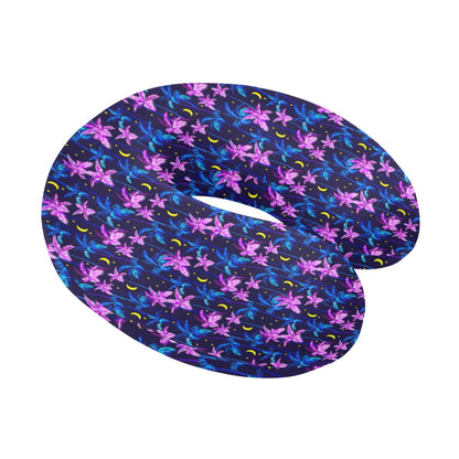 Palm Tree Night Scene Design Print U-Shaped Travel Neck Pillow-JTAMIGO.COM