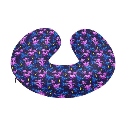 Palm Tree Night Scene Design Print U-Shaped Travel Neck Pillow-JTAMIGO.COM
