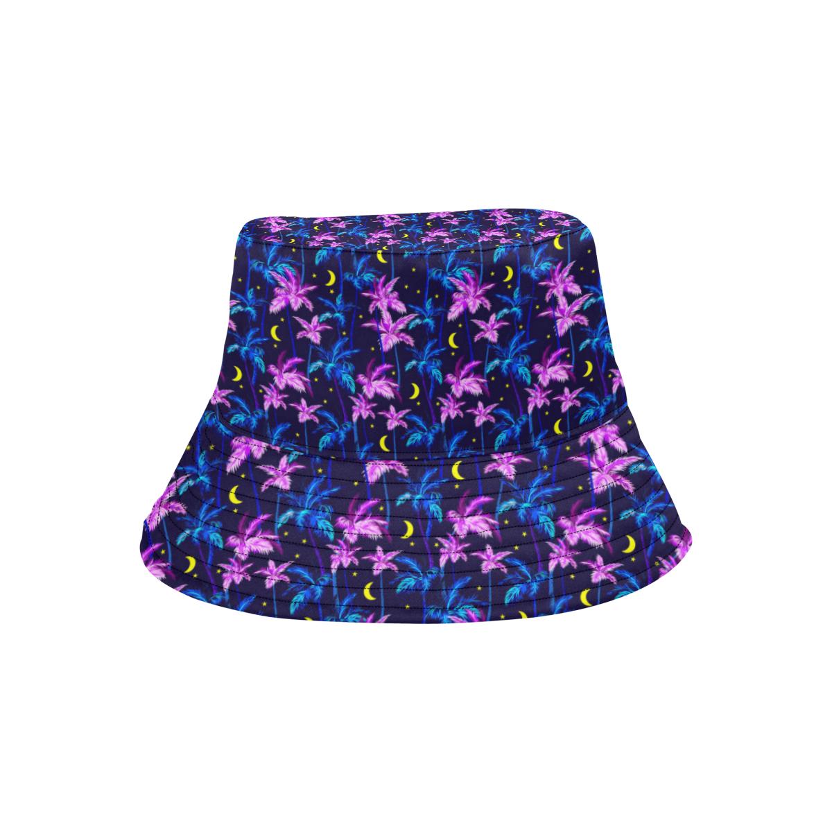 Palm Tree Night Scene Design Print Unisex Bucket Hat
