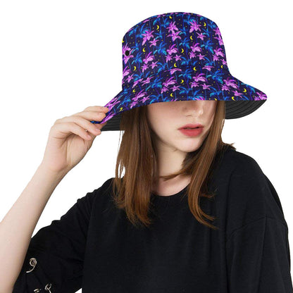 Palm Tree Night Scene Design Print Unisex Bucket Hat