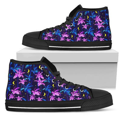 Palm Tree Night Scene Design Print Women High Top Shoes