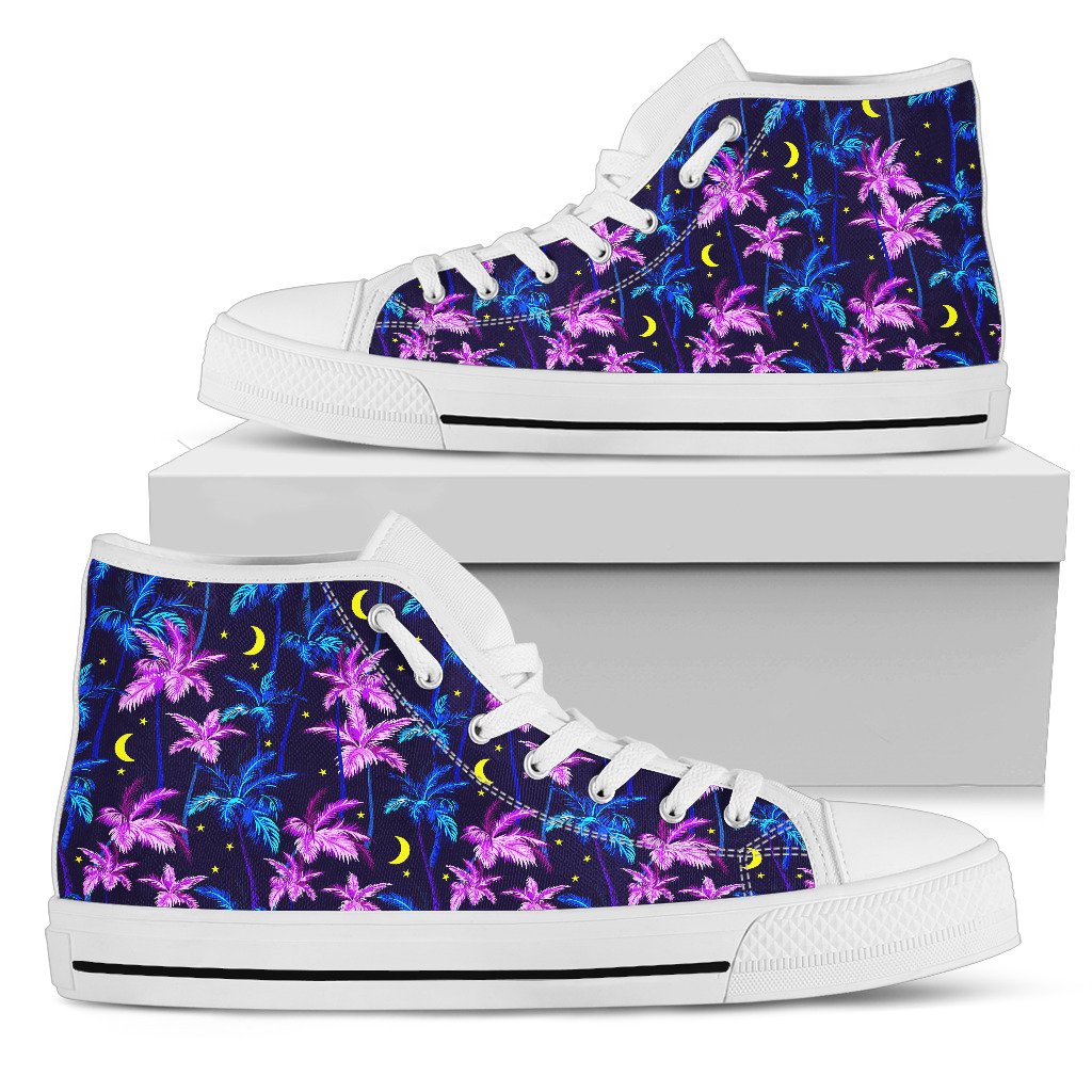 Palm Tree Night Scene Design Print Women High Top Shoes