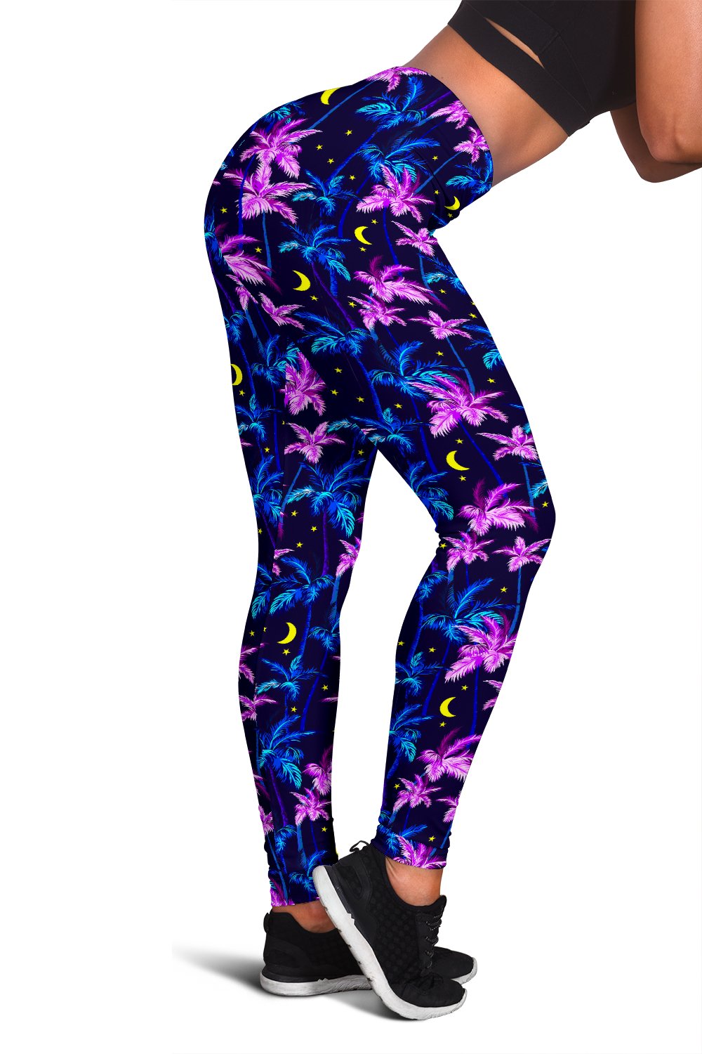 Palm Tree Night Scene Design Print Women Leggings