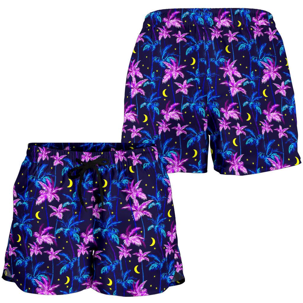 Palm Tree Night Scene Design Print Women Shorts-JTAMIGO.COM