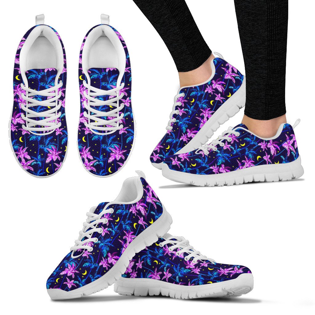 Palm Tree Night Scene Design Print Women Sneakers Shoes