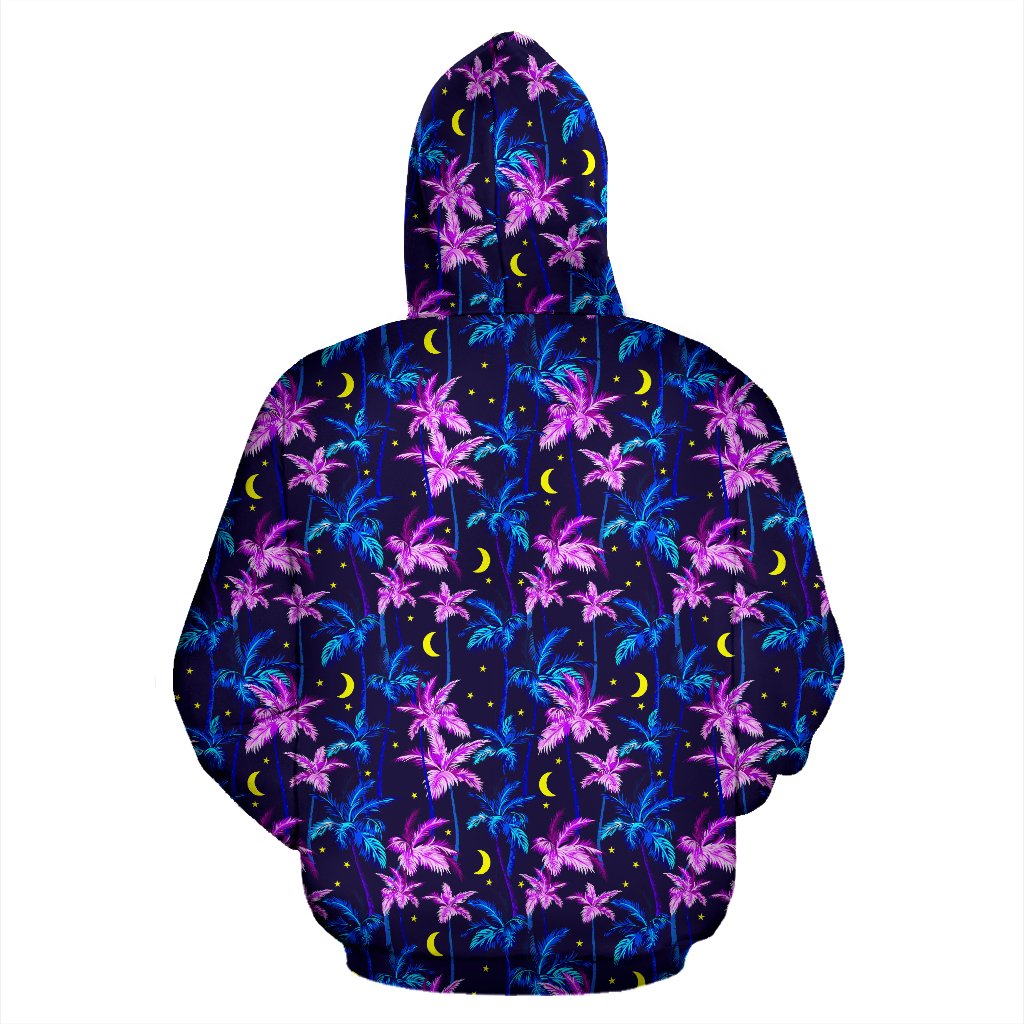 Palm Tree Night Scene Design Print Zip Up Hoodie