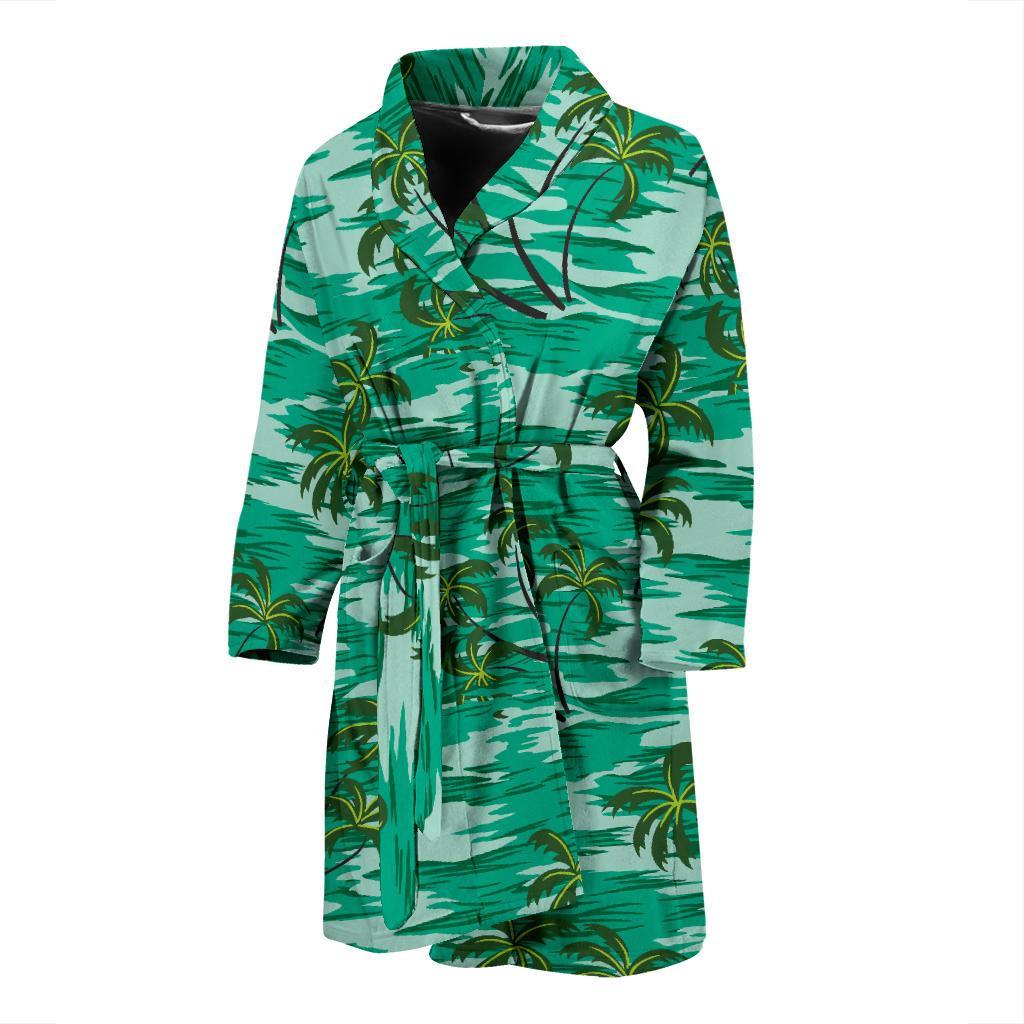 Palm Tree Pattern Print Design A01 Men Bathrobe-JORJUNE.COM