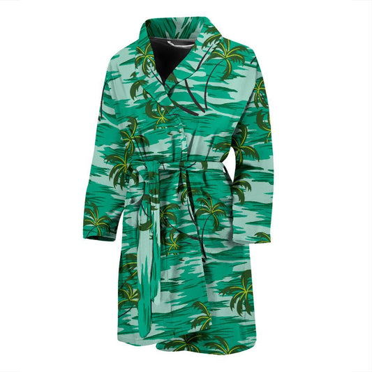 Palm Tree Pattern Print Design A01 Men Bathrobe-JORJUNE.COM