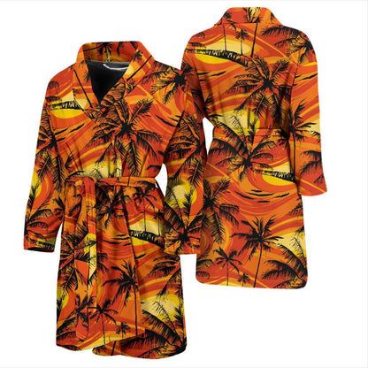 Palm Tree Pattern Print Design A02 Men Bathrobe-JORJUNE.COM