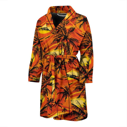 Palm Tree Pattern Print Design A02 Men Bathrobe-JORJUNE.COM