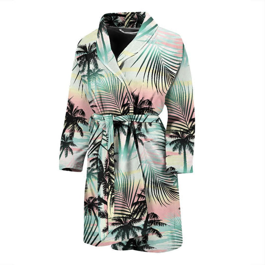 Palm Tree Pattern Print Design A03 Men Bathrobe-JORJUNE.COM