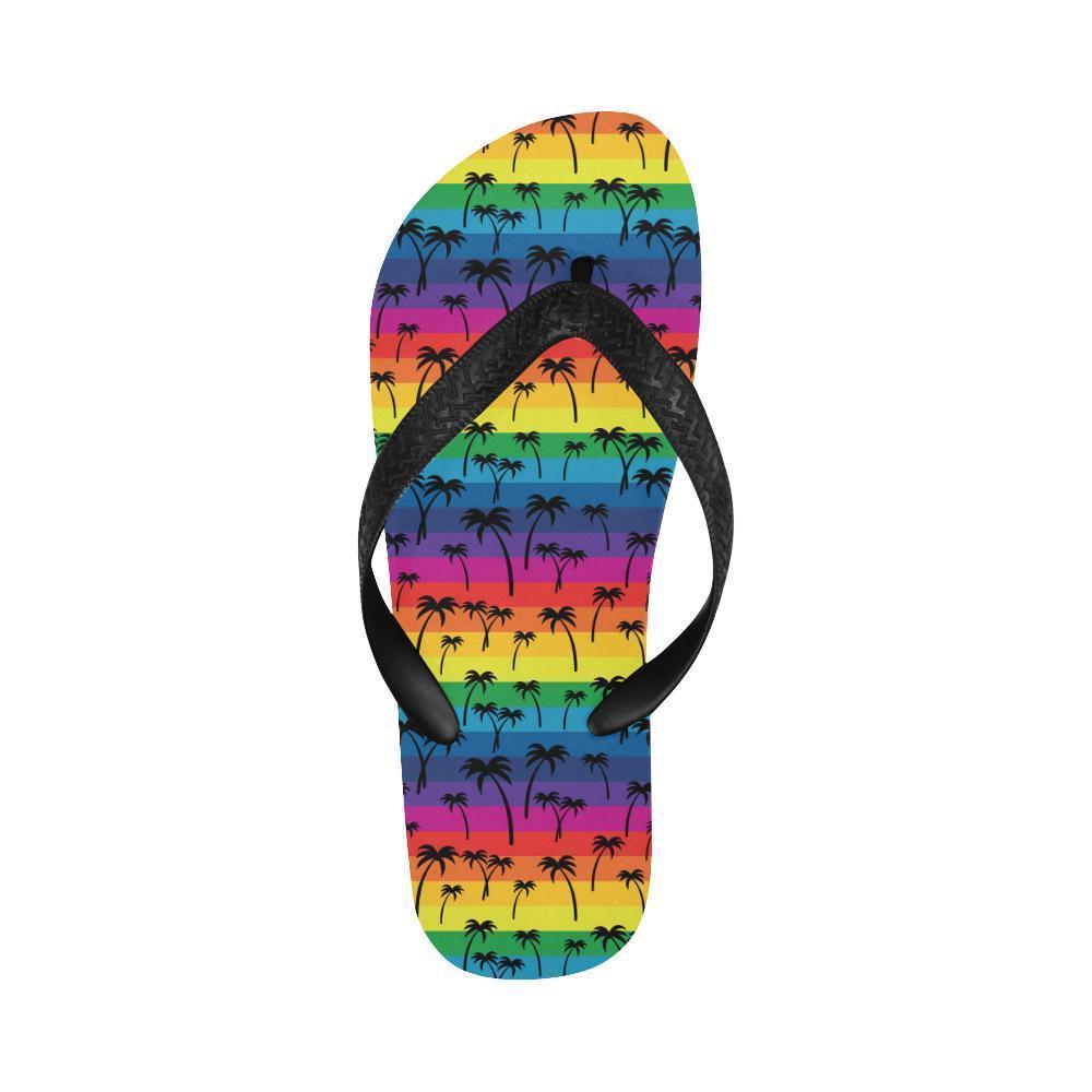 Palm Tree Rainbow Themed Print Flip Flops-JTAMIGO.COM
