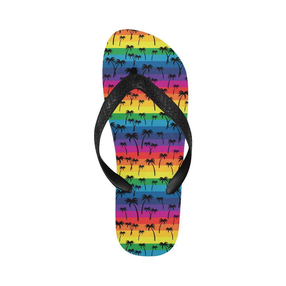 Palm Tree Rainbow Themed Print Flip Flops-JTAMIGO.COM