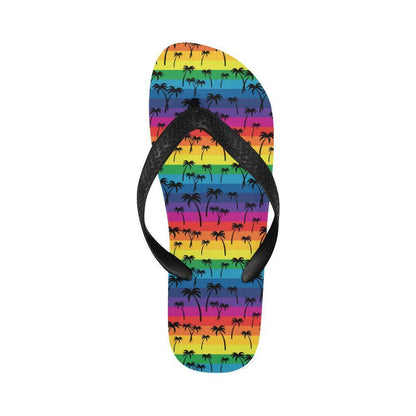 Palm Tree Rainbow Themed Print Flip Flops-JTAMIGO.COM