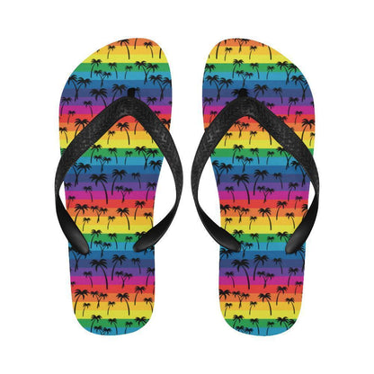 Palm Tree Rainbow Themed Print Flip Flops-JTAMIGO.COM