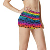 Palm Tree Rainbow Themed Print High Waisted Spandex Shorts-JTAMIGO.COM