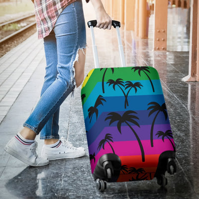 Palm Tree Rainbow Themed Print Luggage Cover Protector