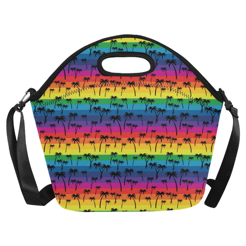 Palm Tree Rainbow Themed Print Neoprene Lunch Bag (Model 1669)(Large)-JTAMIGO.COM