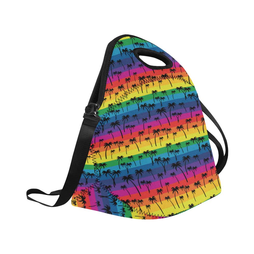 Palm Tree Rainbow Themed Print Neoprene Lunch Bag (Model 1669)(Large)-JTAMIGO.COM