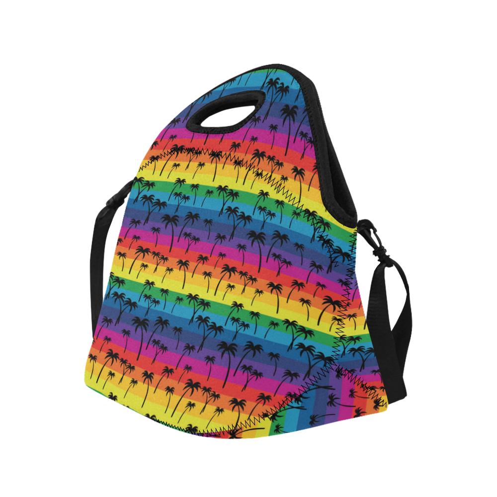 Palm Tree Rainbow Themed Print Neoprene Lunch Bag (Model 1669)(Large)-JTAMIGO.COM