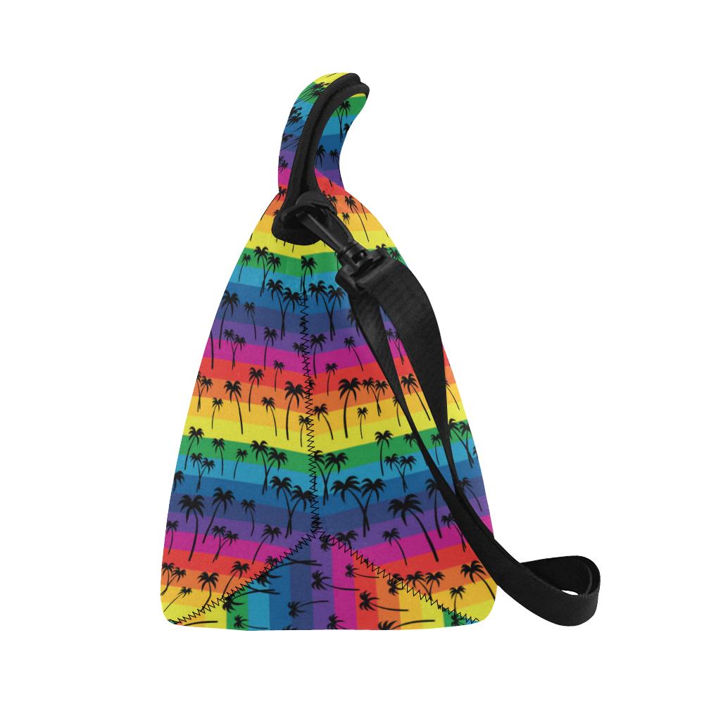 Palm Tree Rainbow Themed Print Neoprene Lunch Bag (Model 1669)(Large)-JTAMIGO.COM