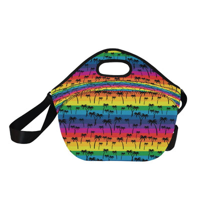 Palm Tree Rainbow Themed Print Neoprene Lunch Bag (Model 1669)(Large)-JTAMIGO.COM